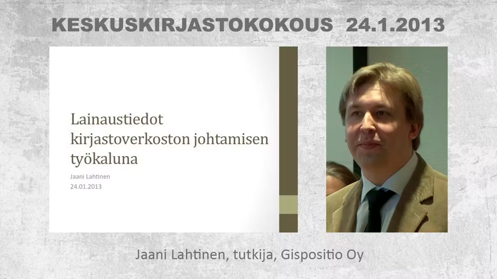 Videotallenne: Jaani Lahtinen kertoo lainaustiedoista kirjastoverkoston johtamisen työkaluna.